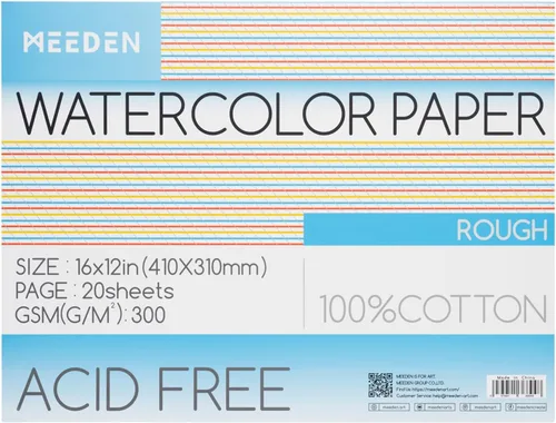 Miniatura 21 de Bloque de papel para acuarela MEEDEN, papel de acuarela 100% algodón de 20 hojas, 140 lb/300 gsm, papel de arte sin ácidos para acuarela, gouache