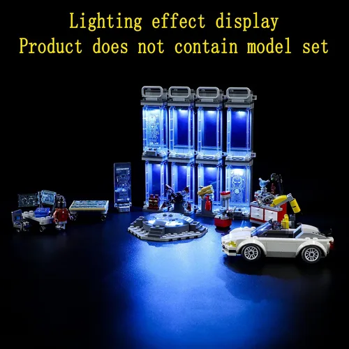 Miniatura 7 de GEAMENT Kit de luces LED compatible con Lego Iron Man Armory - Juego de iluminación para modelo de construcción 76216 (juego de modelos no incluidos)