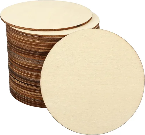 Miniatura 8 de Blisstime Círculos de madera sin terminar para manualidades, discos redondos para pintura, escritura, suministros de bricolaje, grabado y tallado