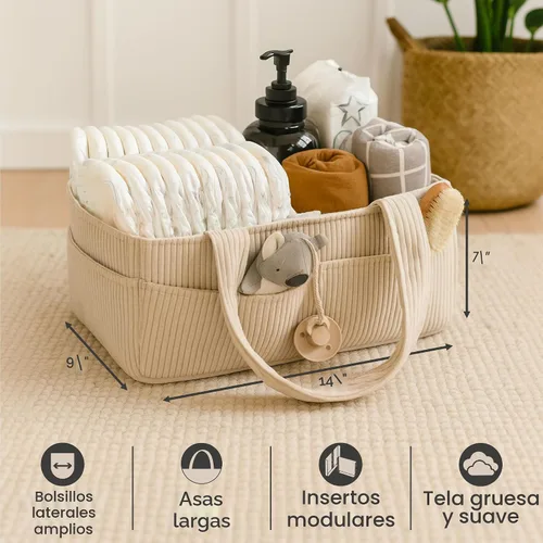 Miniatura 4 de PUTSKA Organizador de pañales para bebé para mesa de cambio – Elegante cesta de almacenamiento para guardería, artículos esenciales para recién