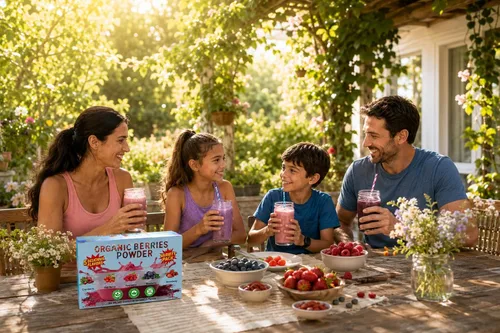 Miniatura 8 de Mezcla orgánica de bayas liofilizadas en polvo, naturalmente rica en antioxidantes y vitamina C, sin azúcar añadida, sin OMG - Batido, yogur