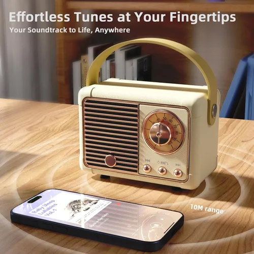 Miniatura 3 de Altavoz Retro Ideas de Regalo de Cumpleaños para Mujer Altavoz Inalámbrico Portátil Regalos para Mujeres, Niñas, Amigas Estilo Retro Pequeño