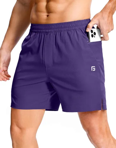Miniatura 24 de GGJ Pantalones cortos deportivos ligeros para hombre con 2 bolsillos con cremallera de 7/5/9 pulgadas, pantalones cortos de tenis de secado rápido