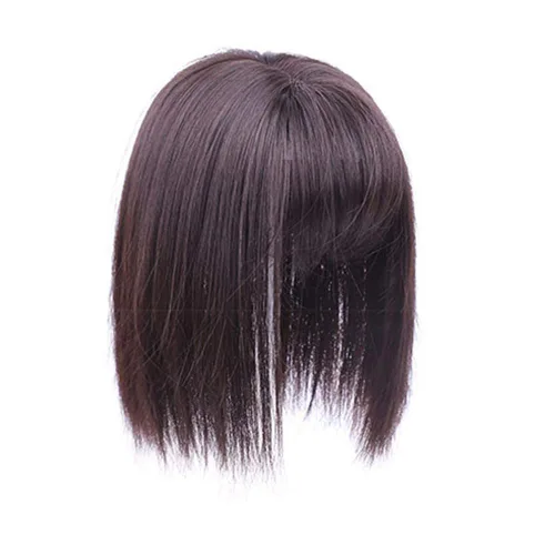 Miniatura 8 de RemeeHi - Peluca sintética de aspecto natural para cabello fino, con clip y flecos 3D, 14 pulgadas, color negro y marrón Negro Marrón