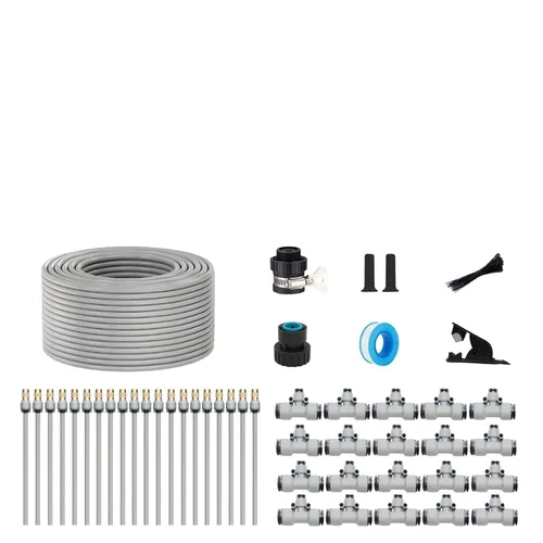 Miniatura 6 de Kits de riego por goteo de 49 pies, sistema de riego automático de conector rápido, con cuentagotas de flexión reemplazable, boquilla de cobre