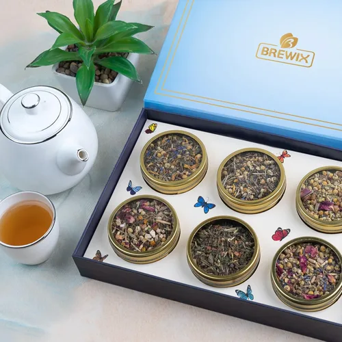 Miniatura 5 de BREWIX, Descubre Calma Caja de Regalo de Té de Hierbas Premium para Navidad (100g/50+ Tazas) Juego de Regalo de Té para Amantes del Té 6 Tés