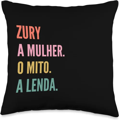 Designs De Nomes Engraçados Para Mulher Divertido cojín portugués con diseño de nombre Zury, 16 x 16 pulgadas, multicolor