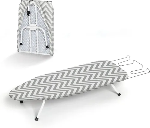 Miniatura 17 de Tabla de Planchar de Mesa con Soporte para Plancha, RAINHOL Tabla de Planchar Pequeña Plegable con Funda y Almohadilla, Mini Mesa de Plancha Negro