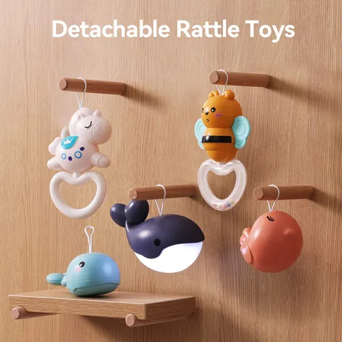 Miniatura 6 de Tapete de juego para bebé, 4 en 1, piano para patear y jugar, tapete para el tiempo boca abajo, centro de actividades musicales con luces, asiento