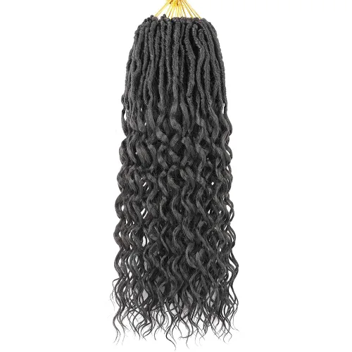 Miniatura 34 de Cabello de Ganchillo Goddess Locs de 12 Pulgadas 8 Paquetes Nuevos Locs Sintéticos Suaves Trenzas de Ganchillo Ondas Profundas Extensiones de 1b
