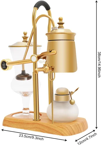 Miniatura 2 de Cafetera de sifón belga de equilibrio, máquinas de café de sifón vintage, sistema de preparación al vacío, cafeteras doradas de la familia real
