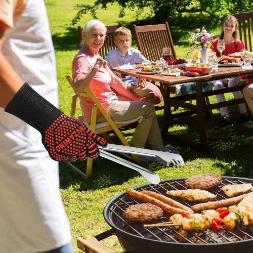 Miniatura 4 de Guantes BBQ Premium, guantes de horno resistentes a 1472 °F de calor extremo, guantes de parrilla con agarraderas de horno resistentes al fuego