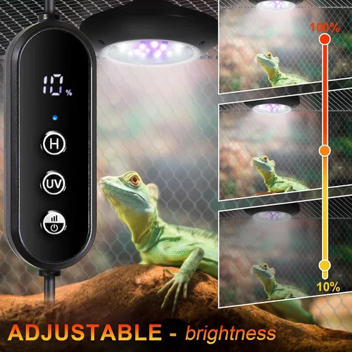 Miniatura 3 de Luz LED UVB para reptiles, lámpara UVA UVB de 8 W - Interruptor temporizador, brillo ajustable, zonas Ferguson 1-4, lámpara UVI de bajo consumo
