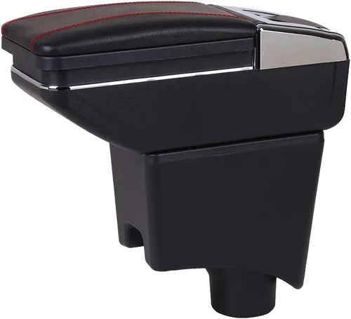 Miniatura 8 de YJYWZH Caja de apoyabrazos para Renault Sandero 2010-2015 consola central caja de almacenamiento con portavasos cenicero cuero negro apoyabrazos