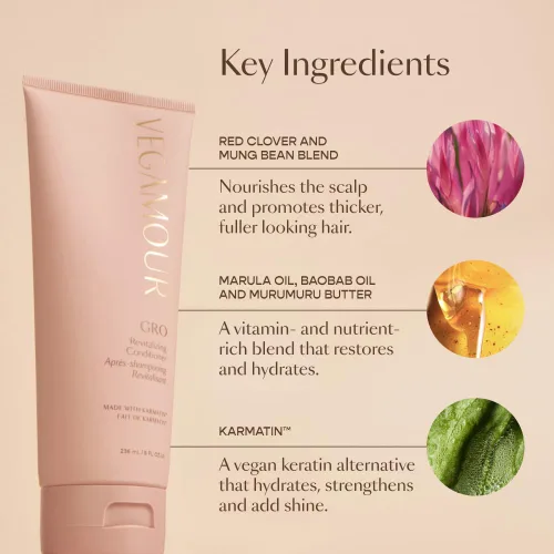 Miniatura 6 de VEGAMOUR GRO Acondicionador revitalizante, apoya el cabello más grueso y de aspecto más completo, acondicionador formulado sin sulfatos