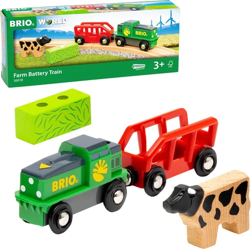 BRIO World, tren agrícola a pilas 36018, tren de juguete a pilas para niños a partir de 3 años