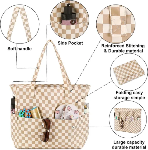Miniatura 8 de Bluboon - Bolsa de playa impermeable para mujer, extra grande, con compartimento húmedo, para llevar de fin de semana, bolsa de piscina para viajes