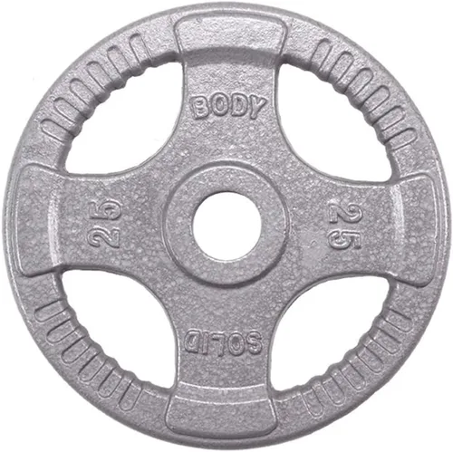 Miniatura 7 de Body-Solid Juego de discos olímpicos de hierro fundido con diseño de agarre cuádruple, pesas libres, placas de mancuernas, agujero estándar de 2
