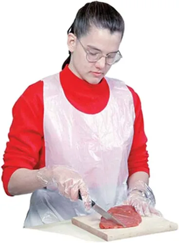 Miniatura 4 de 100 delantales desechables, 24 x 42 pulgadas, delantal de plástico impermeable, baberos para adultos, pintura, fiestas, cocina, tareas domésticas
