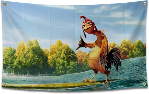 Póster Divertido de Bandera de Pollo, Bandera de Pared Duradera para Cueva del Hombre con 4 Ojales de Latón, Tapiz de 3 x 5 Pies para Decoración de