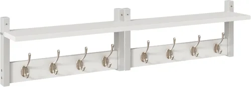 Miniatura 10 de YMYNY Estante Perchero Montado en la Pared, Juego de 2 Ganchos para Abrigos, Colgador de Abrigos de Entrada con 8 Ganchos, Estante Flotante de Pared