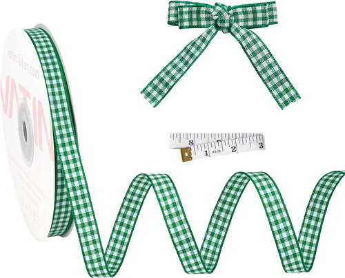 Miniatura 32 de VATIN Cinta a cuadros en blanco y negro – 3/8 pulgadas x 50 yardas, perfecta para cestas de Pascua, manualidades de primavera, envoltura de regalos