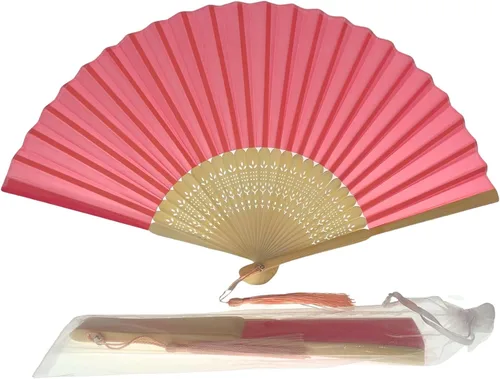 Miniatura 15 de Abanico de mano plegable de mano de tela con borla de grado A, varillas de bambú para mujeres y niñas, fiesta de verano, eventos, cumpleaños, boda