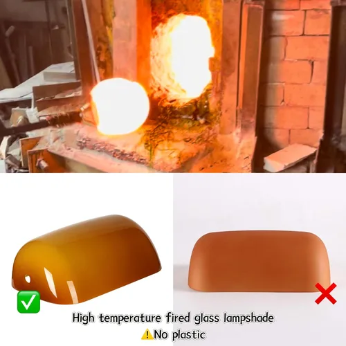 Miniatura 5 de FIRVRE Pantallas de lámpara para lámparas de mesa, pantalla de lámpara de cristal de banquero de repuesto, cubierta de lámpara de escritorio de Ámbar