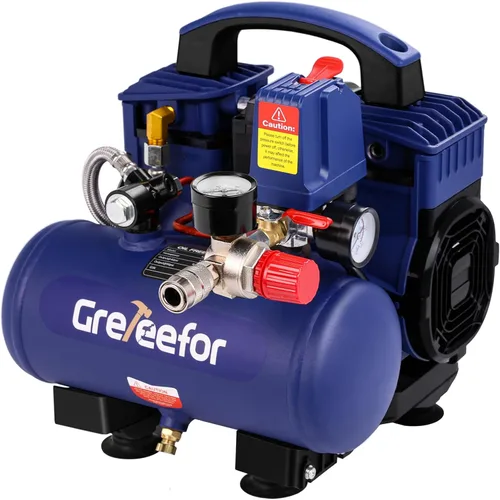 Compresor de aire, 1 galón ultra silencioso portátil 60 dB, llenado rápido de 13 segundos, compacto de 1 galón, sin aceite para inflar neumáticos,