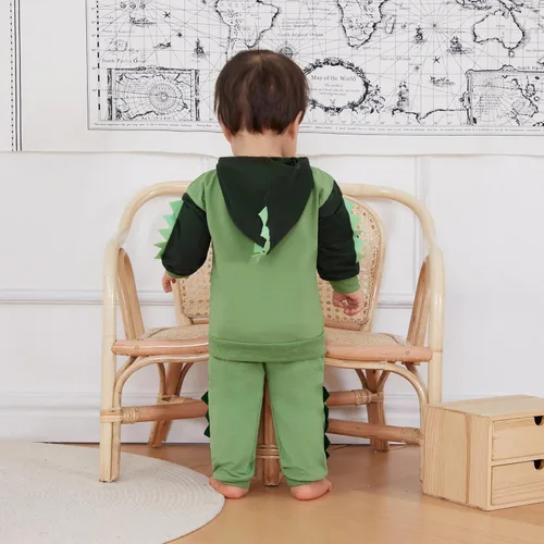 Miniatura 125 de Conjunto de ropa de otoño e invierno para bebé y niño, sudadera larga con capucha y pantalones para niños pequeños, 6, 12, 18, 24 meses, 2T