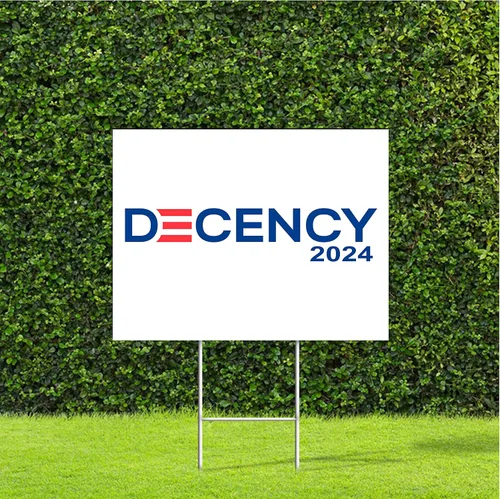 Miniatura 7 de Cartel de campaña electoral de Truth Hope Decency 2024 Biden/Kamala Harris con estaca de metal en H