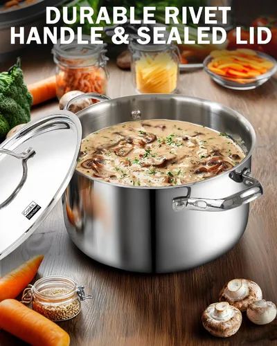 Miniatura 5 de Cooks Standard Olla para Caldo de Acero Inoxidable Multi-Capa, Olla Holandesa de 7 Cuartos para Cocinar Pasta y Enlatado con Tapa, Olla Profunda