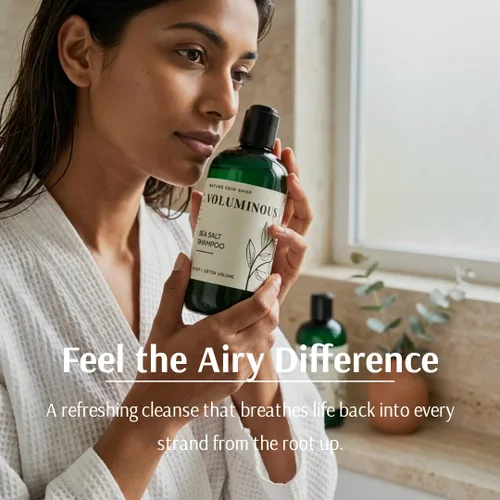 Miniatura 7 de Nature Skin Shop Voluminous Sea Salt Shampoo y acondicionador Set, clarificador para agua blanda o dura, elimina la acumulación del cabello fino
