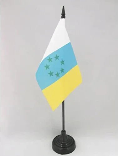 Miniatura 22 de Bandera de mesa de Andalucía 4'' x 6'' - Bandera de escritorio de la región española de Andalucía 5.9 x 3.9 in - Barra y base de plástico negro - AZ