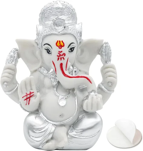 Miniatura 11 de Ganesha dorada para tablero de instrumentos de automóvil, 3.5 pulgadas de alto, tono dorado, estatua de Lord Ganpati, ídolo hindú de Ganesh