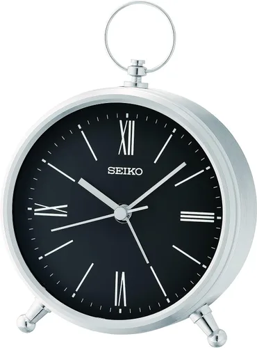 SEIKO QXE063ALH Reloj de bolsillo estilo dormitorio despertador, negro, 4 pulgadas