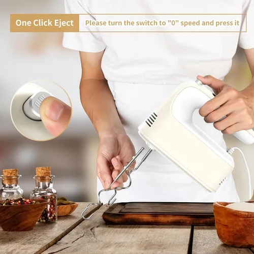 Miniatura 5 de Yomelo Batidora de mano digital de 9 velocidades, potente motor de CC de 400 W, batidora de mano eléctrica de mano con estuche de almacenamiento a