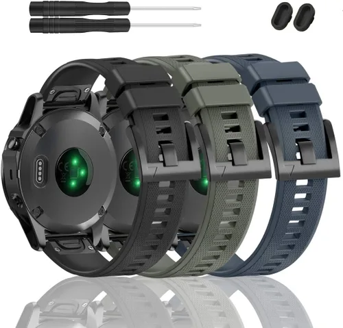 Miniatura 12 de ZEROFIRE Correa de repuesto compatible con Garmin Fenix 5/Fenix 6/Fenix 7, correa de silicona de 0.866 pulgadas para Fenix 8, Fenix E de 1.772