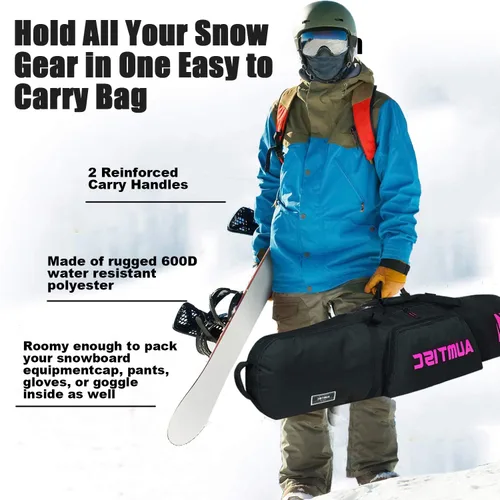 Miniatura 5 de Bolsa de Snowboard Acolchada AUMTISC para Viajes Aéreos, Bolsas de Viaje para Snowboard para Volar con Bolsillos para Equipo, Disponible en Longitud