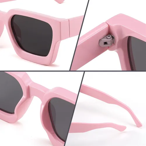 Miniatura 53 de FEISEDY Gafas de sol cuadradas retro de los años 90 para mujeres y hombres, gafas de sol rectangulares gruesas de moda con protección UV400 B2385