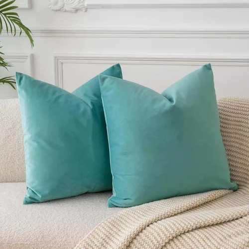 Miniatura 50 de Juspurbet - Juego de 2 fundas decorativas de terciopelo para cojines, fundas suaves para sofá, cama o sillón con cremallera oculta, para sala