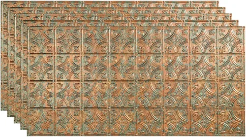 Miniatura 25 de FASÄDE Panel de techo decorativo de vinilo con pegamento de estilo tradicional y patrón 1 en níquel cepillado (muestra de 12 x 12 pulgadas)