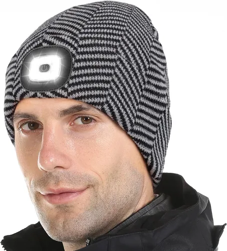 Miniatura 7 de Tutuko Gorro unisex con luz, gorro LED recargable por USB, sombrero LED con linterna, regalos para hombres, mujeres, papá