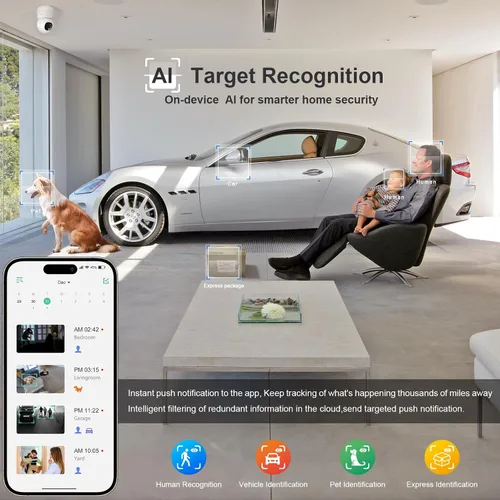 Miniatura 4 de Cámara para interiores, cámaras 2K para seguridad en el hogar con aplicación de detección de movimiento, alarma de seguimiento automático, ubicación