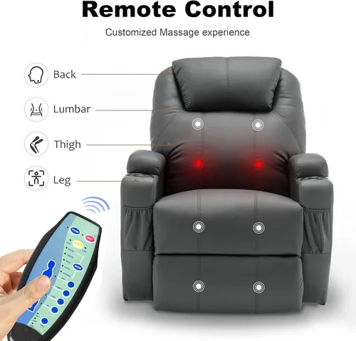 Miniatura 7 de Korser - Silla reclinable, silla mecedora con masaje y calor, sillas reclinables de giro 360° para adultos, silla mecedora manual con control remoto