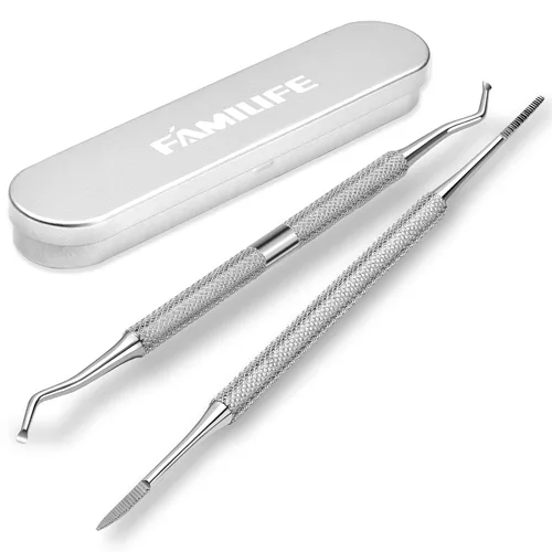Miniatura 3 de FAMILIFE Kit de manicura profesional 8 piezas y herramienta para uñas encarnadas, 2 piezas, acero inoxidable, plata