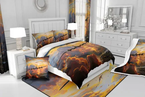 Miniatura 5 de Erosebridal Juego de ropa de cama con diseño de avión tamaño individual, funda de edredón con estampado de avión para niños, adolescentes y adultos