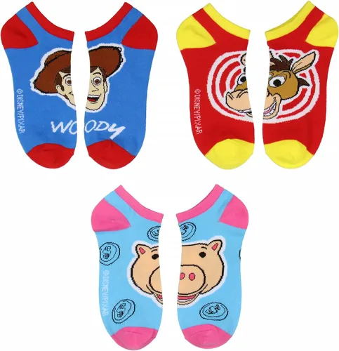 Miniatura 3 de Disney Toy Story Character Faces Woody Buzz Light Year Rex Bullseye - Calcetines de tobillo invisibles, paquete de 6 pares, Varios