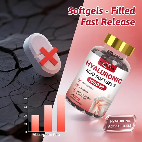 Miniatura 4 de Suplementos de ácido hialurónico 1000mg Softgels: Suplementos para articulaciones para hombres Ácido hialurónico para hidratación de la piel