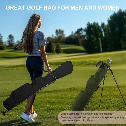 Miniatura 7 de Bolsa de golf ligera, fácil de llevar, pequeña bolsa de golf con divisores de longitud completa de 2 vías y bolsillos, para el campo de prácticas